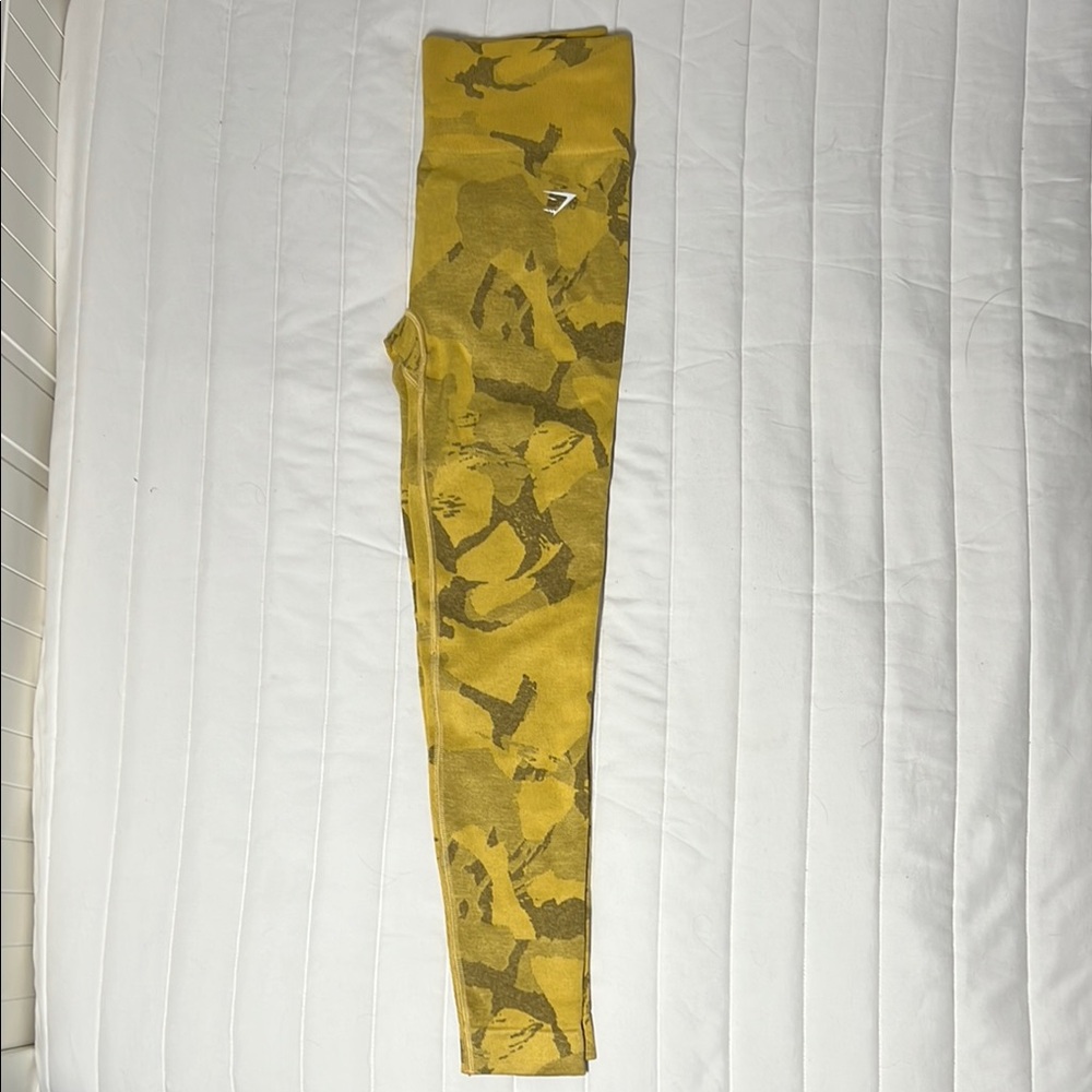 Gymshark Yellow and Green Leggings with Stretchy Fit